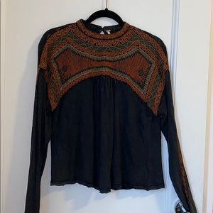 Free People embroidered long sleeve top